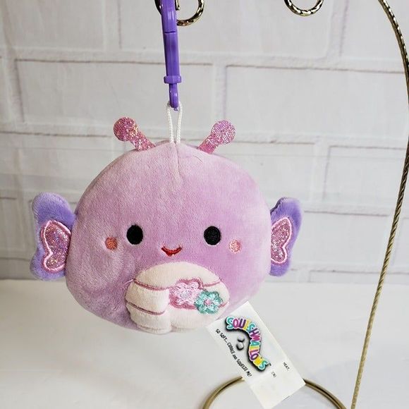 Squishmallows 2020 Purple Brenda Butterfly Plush Clip On 3" Stuffed Toy Keychain - Picture 2 of 9